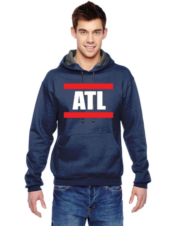 ATL - Red Stripe Style - Fruit of The Loom Hoodie - Image 3